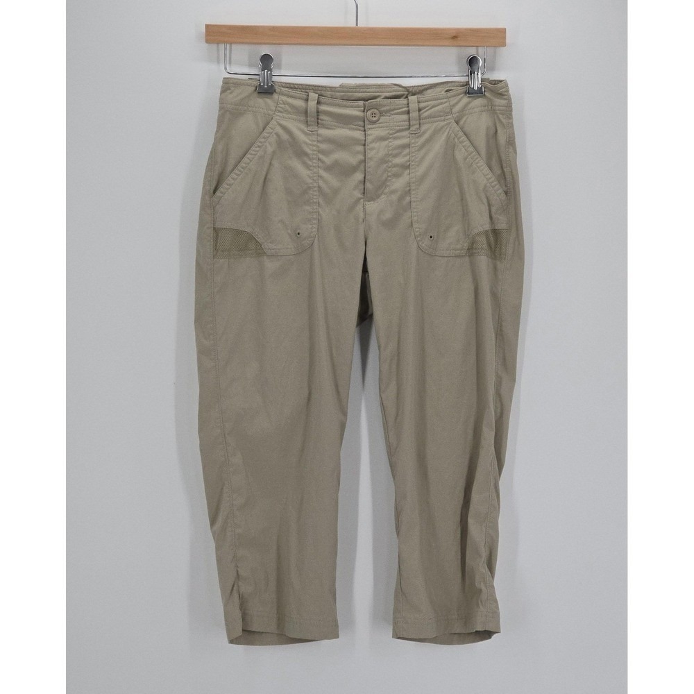 Columbia PFG Capri Pants Womens 8 Tan Khaki Hiking Fishing Outdoor Cargo‎